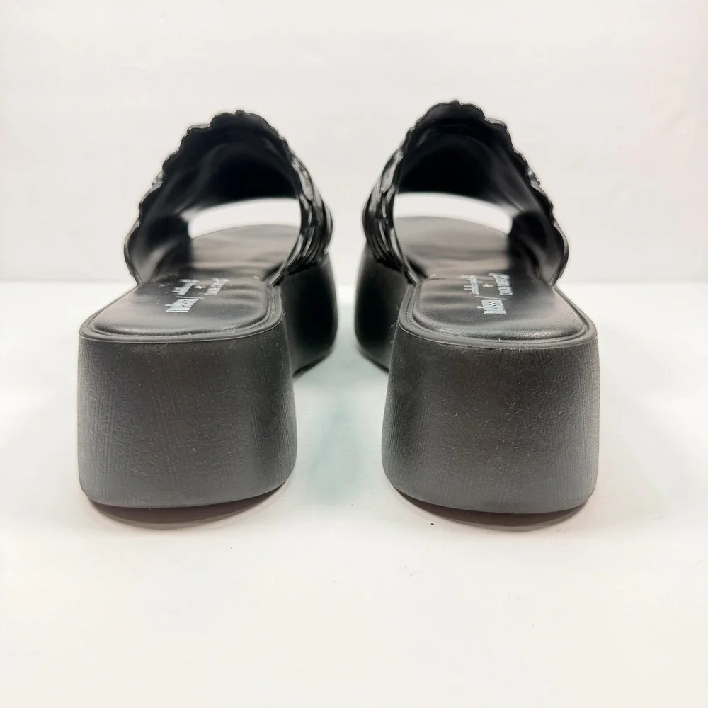 Melissa Womens 7 Isabela Capeto Becky Black Floral Platform Mules Slide Sandals